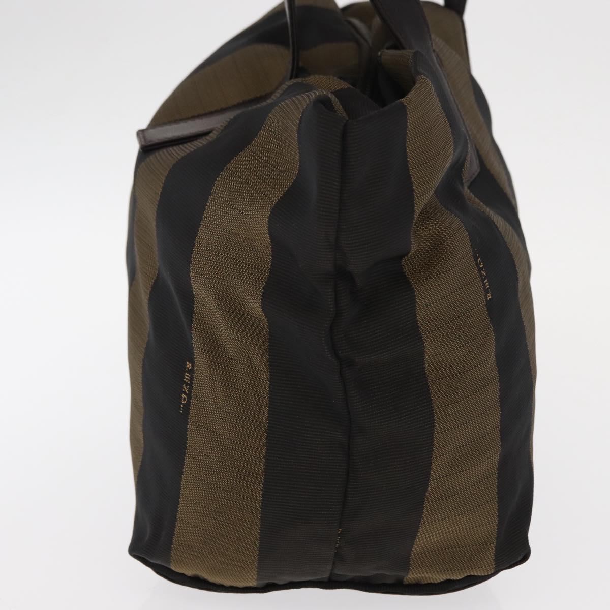 FENDI Pecan Canvas Hand Bag Black Brown Auth ep11974