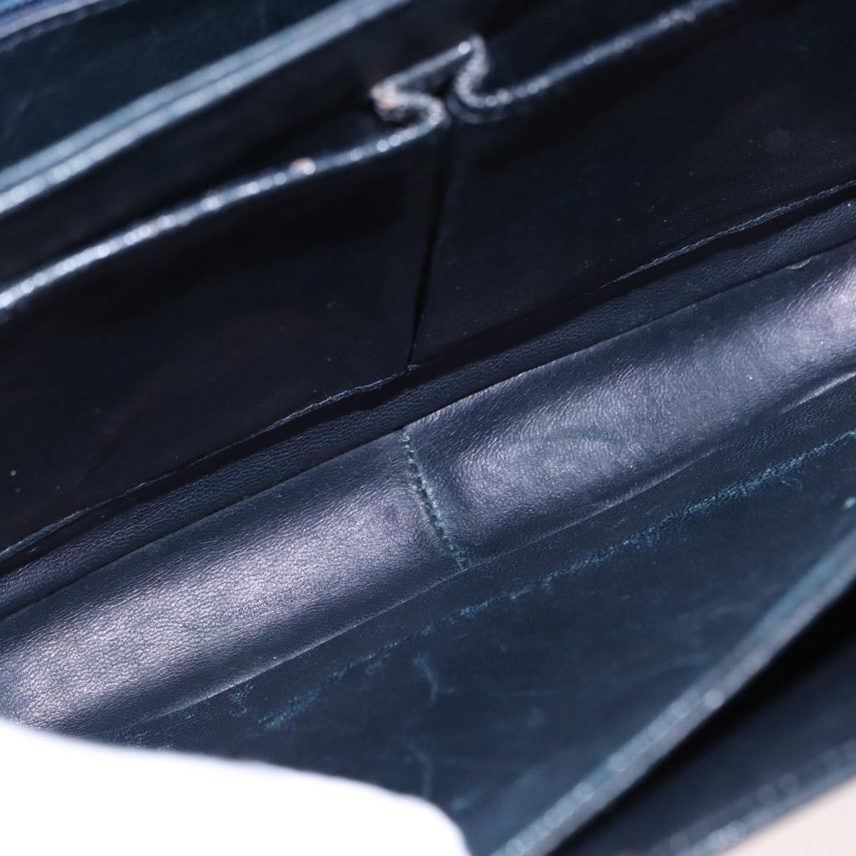 CELINE C Sulky Horse Carriage Shoulder Bag Canvas Leather Navy Gold Auth ep11975