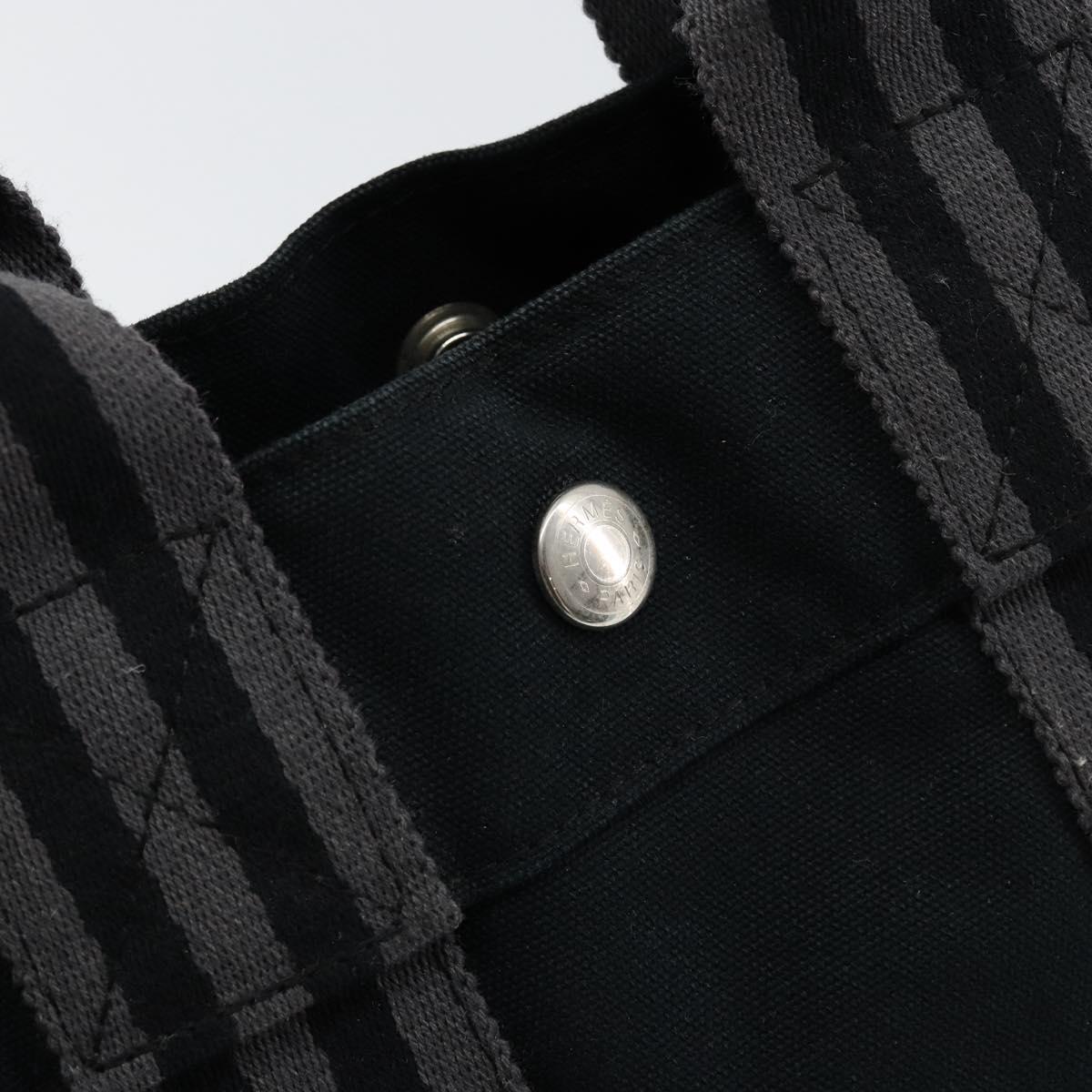 HERMES Fourre Tout PM Hand Bag Canvas Black Silver Auth ep11982