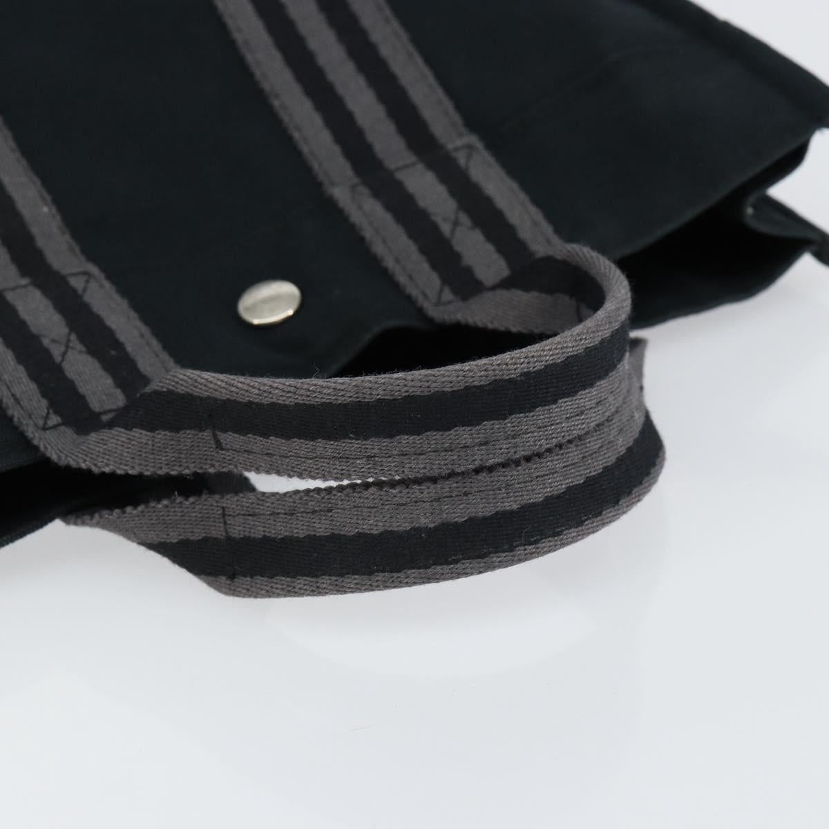 HERMES Fourre Tout PM Hand Bag Canvas Black Silver Auth ep11982