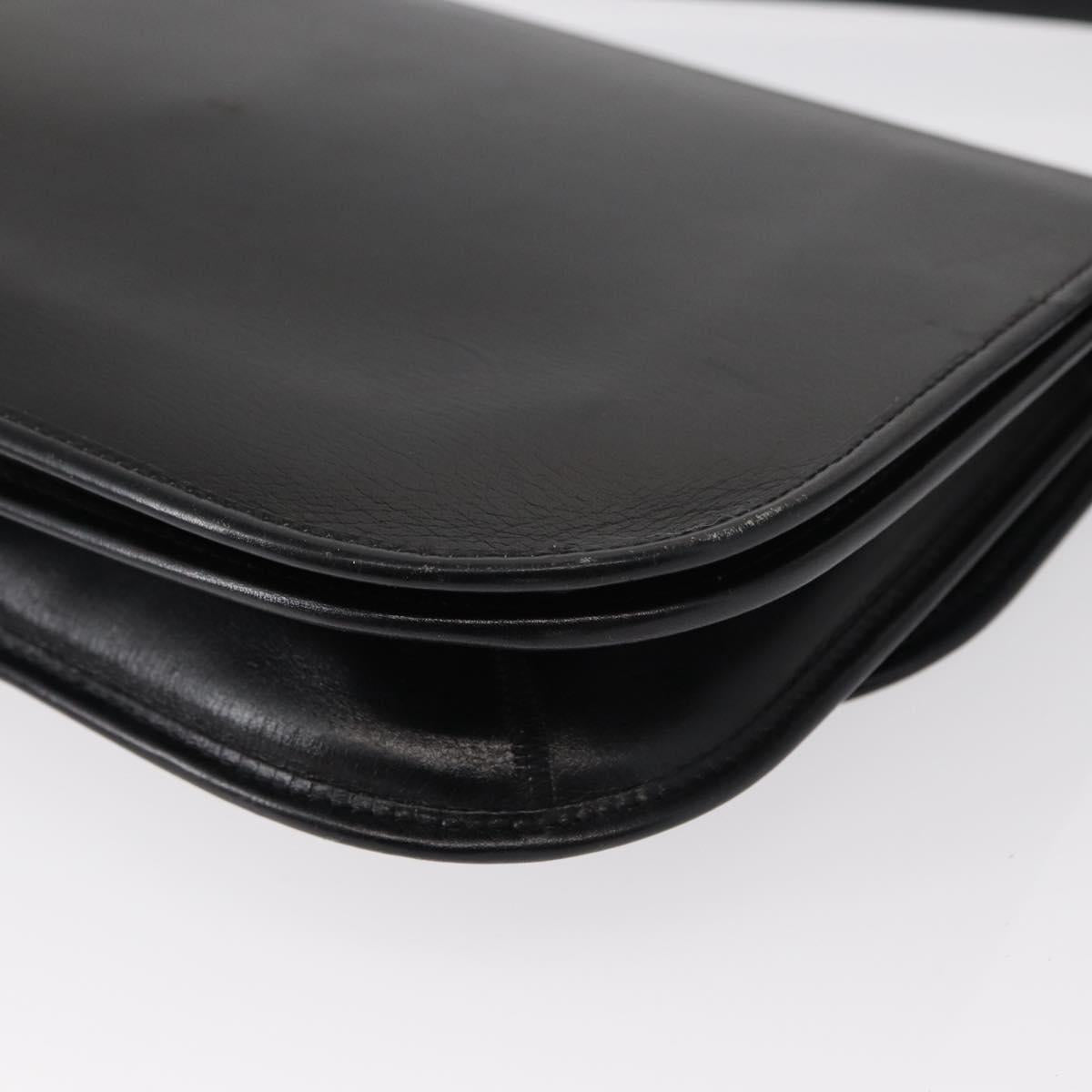 Christian Dior Shoulder Bag Leather Black Gold Auth ep11983