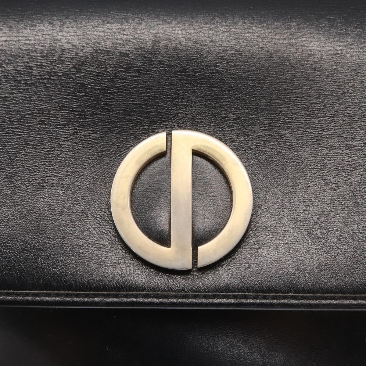 Christian Dior Shoulder Bag Leather Black Gold Auth ep11983