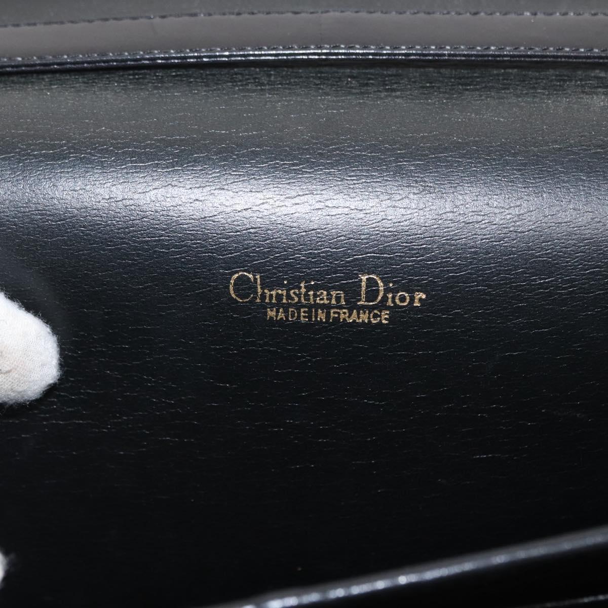 Christian Dior Shoulder Bag Leather Black Gold Auth ep11983