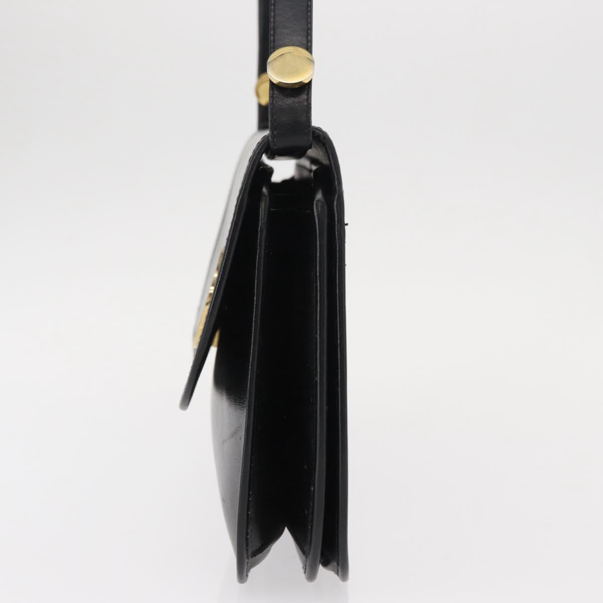 Christian Dior Shoulder Bag Leather Black Gold Auth ep11983