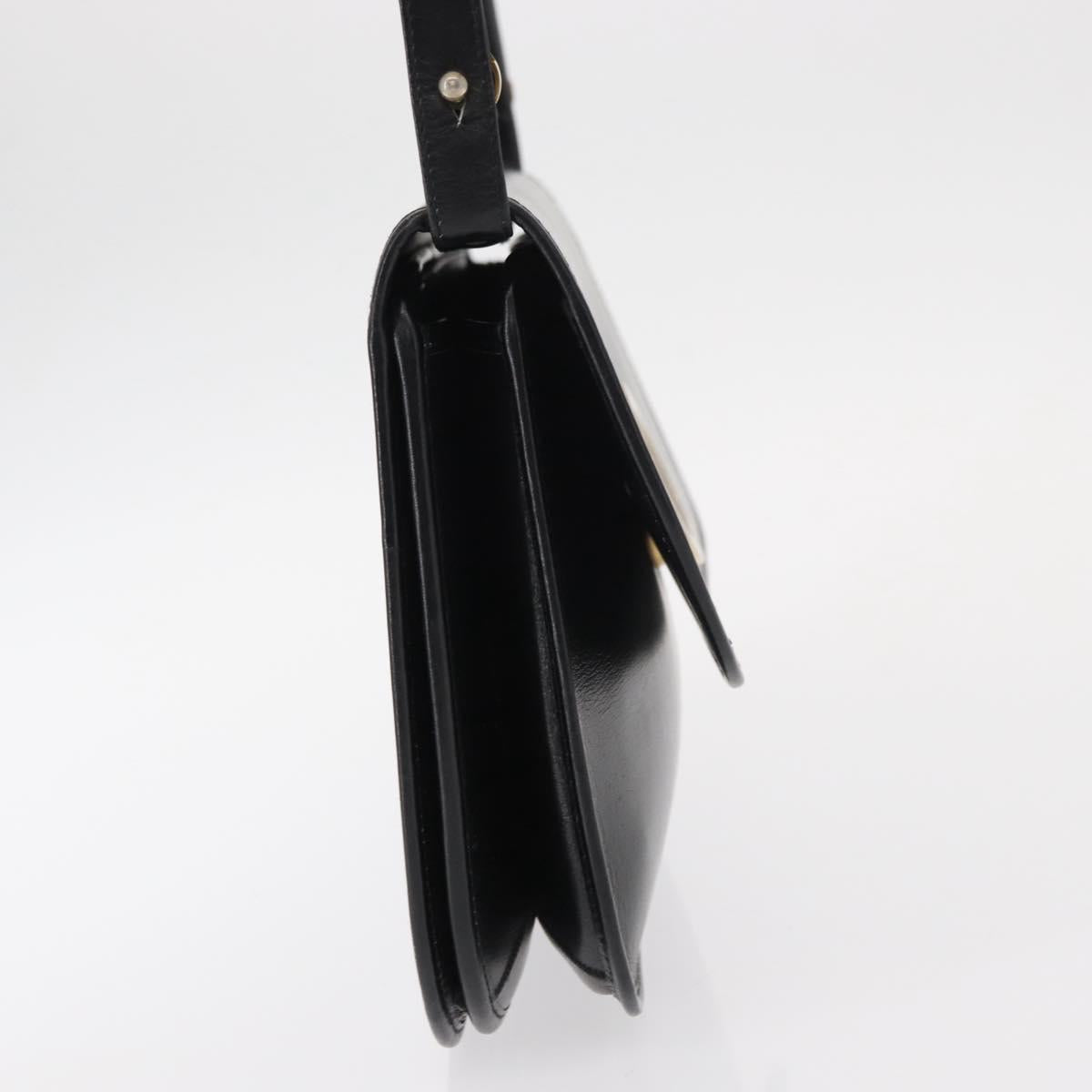 Christian Dior Shoulder Bag Leather Black Gold Auth ep11983