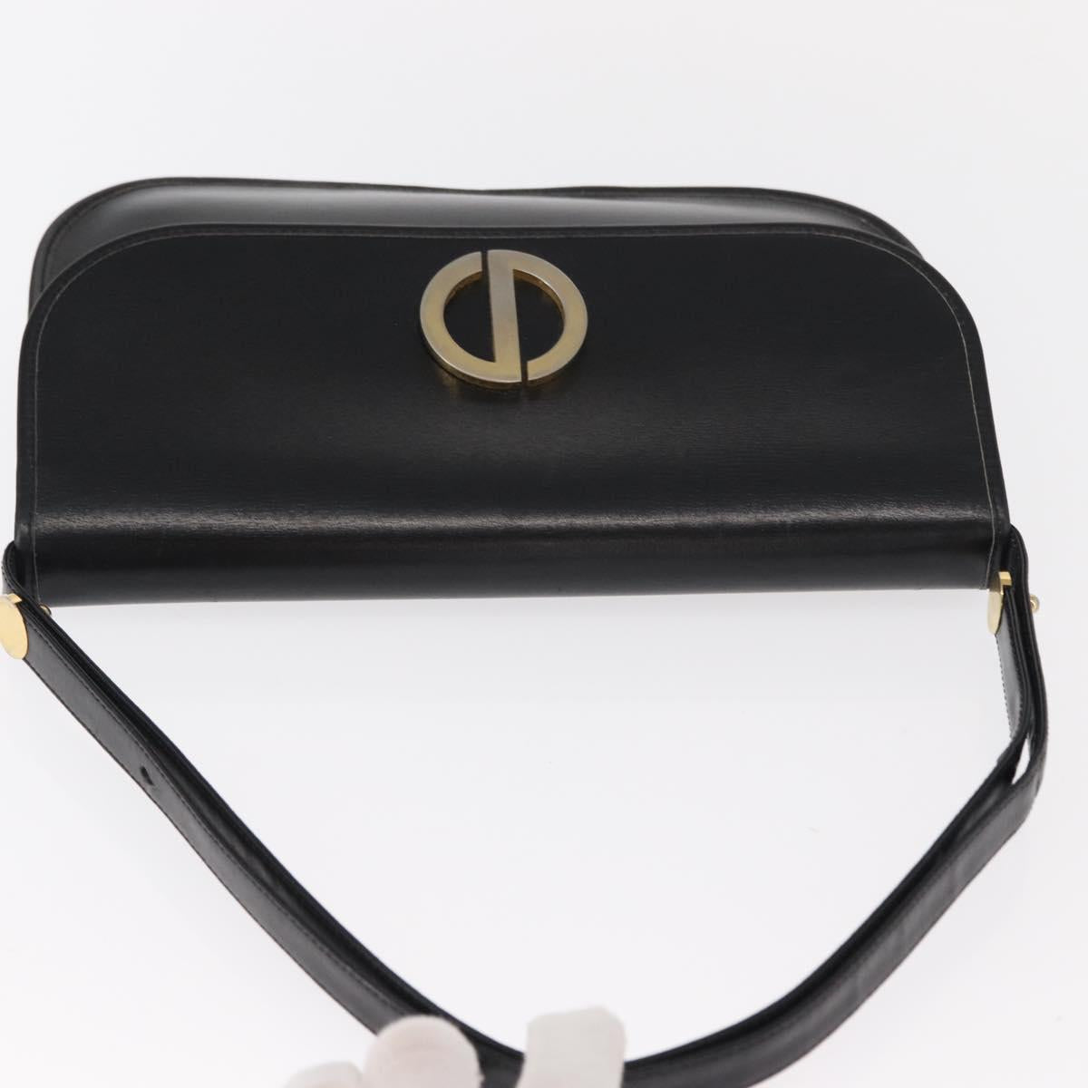 Christian Dior Shoulder Bag Leather Black Gold Auth ep11983
