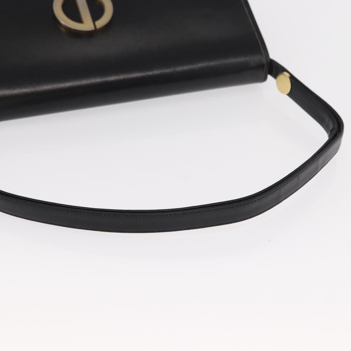 Christian Dior Shoulder Bag Leather Black Gold Auth ep11983