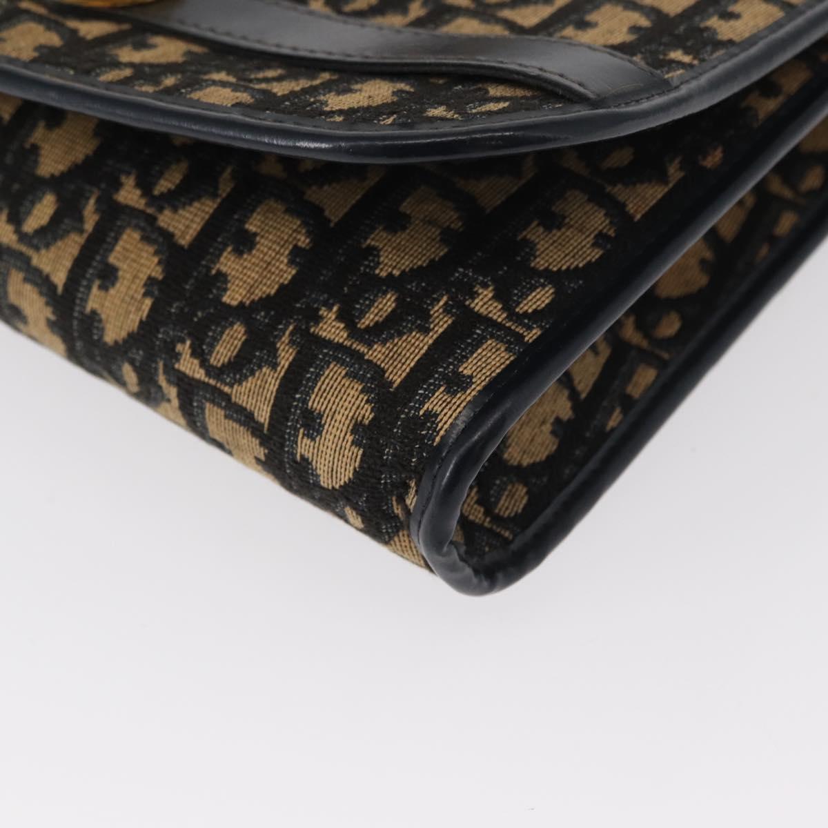 Christian Dior Trotter Canvas Shoulder Bag Navy Gold Auth ep11984