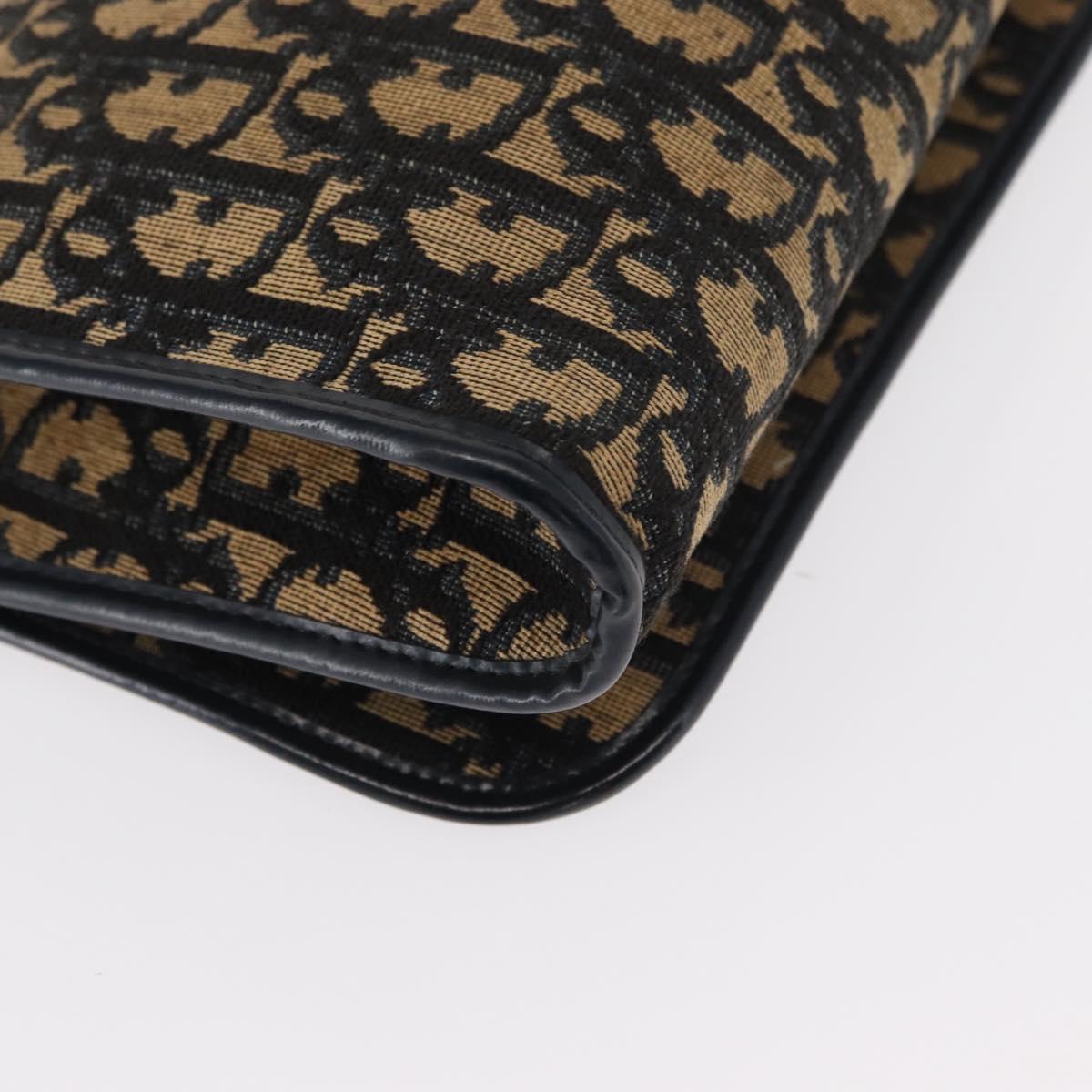 Christian Dior Trotter Canvas Shoulder Bag Navy Gold Auth ep11984