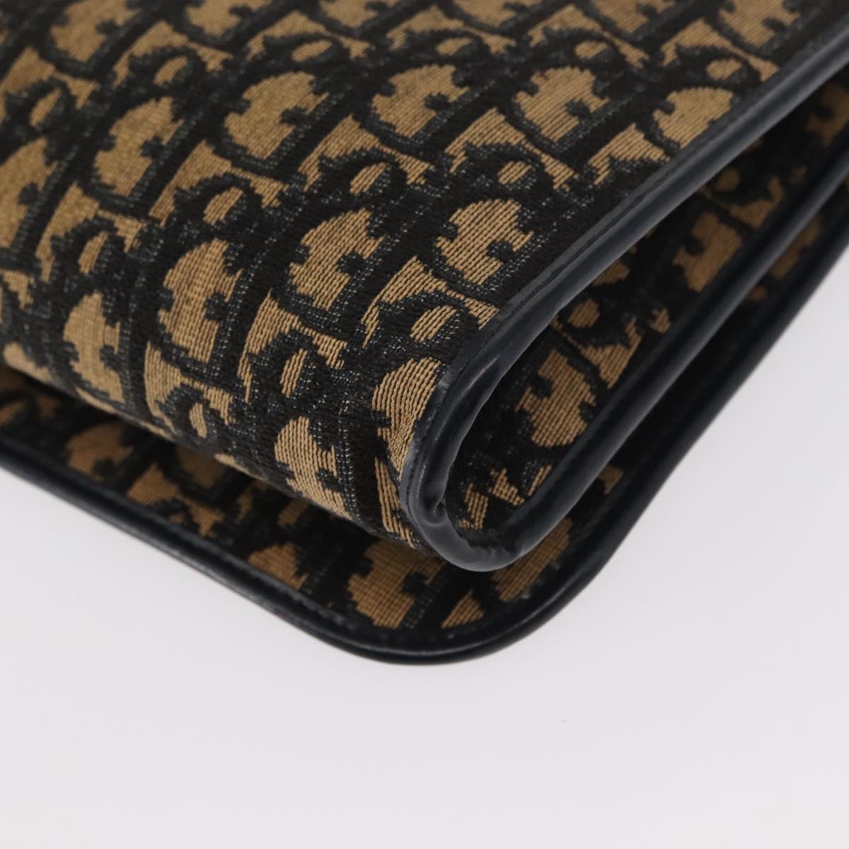 Christian Dior Trotter Canvas Shoulder Bag Navy Gold Auth ep11984