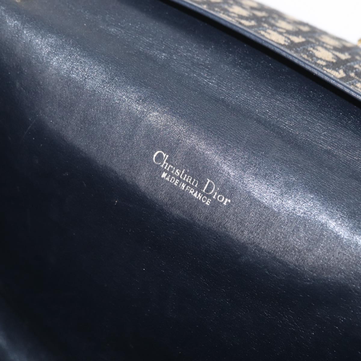 Christian Dior Trotter Canvas Shoulder Bag Navy Gold Auth ep11984