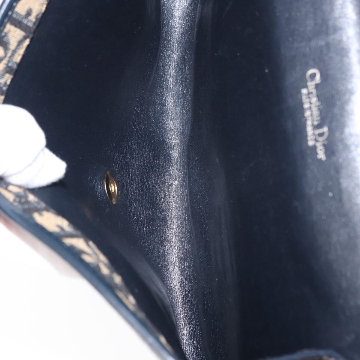 Christian Dior Trotter Canvas Shoulder Bag Navy Gold Auth ep11984