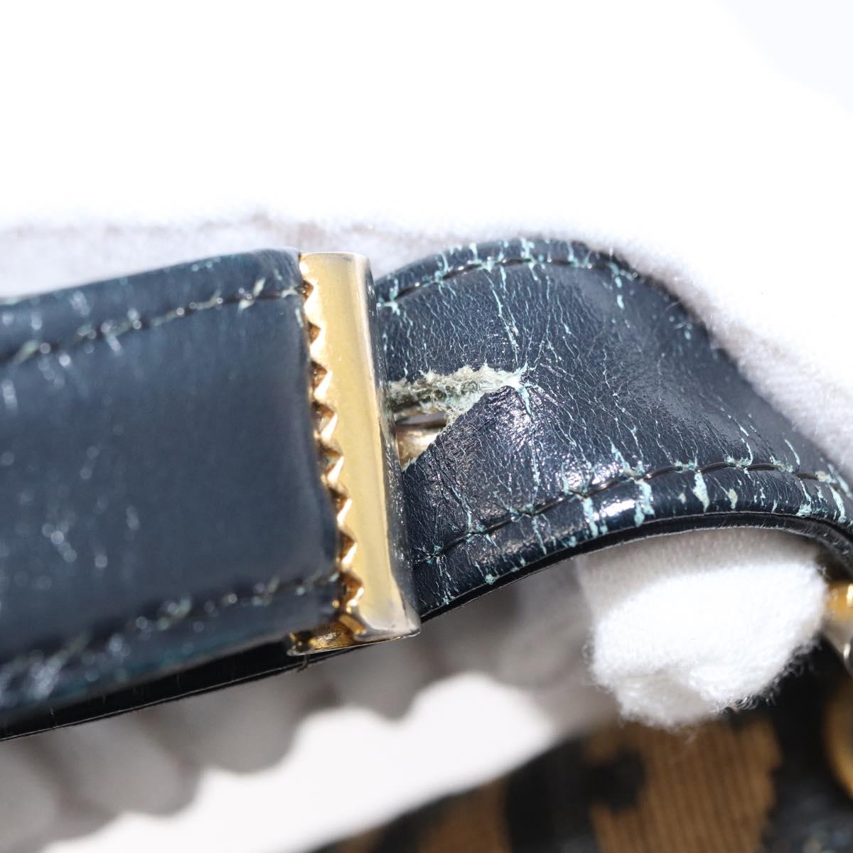 Christian Dior Trotter Canvas Shoulder Bag Navy Gold Auth ep11984