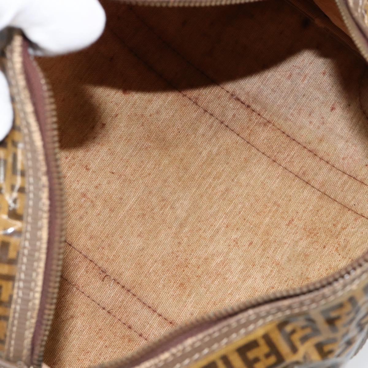 FENDI Zucchino Canvas Boston Bag Enamel Brown Auth ep11985