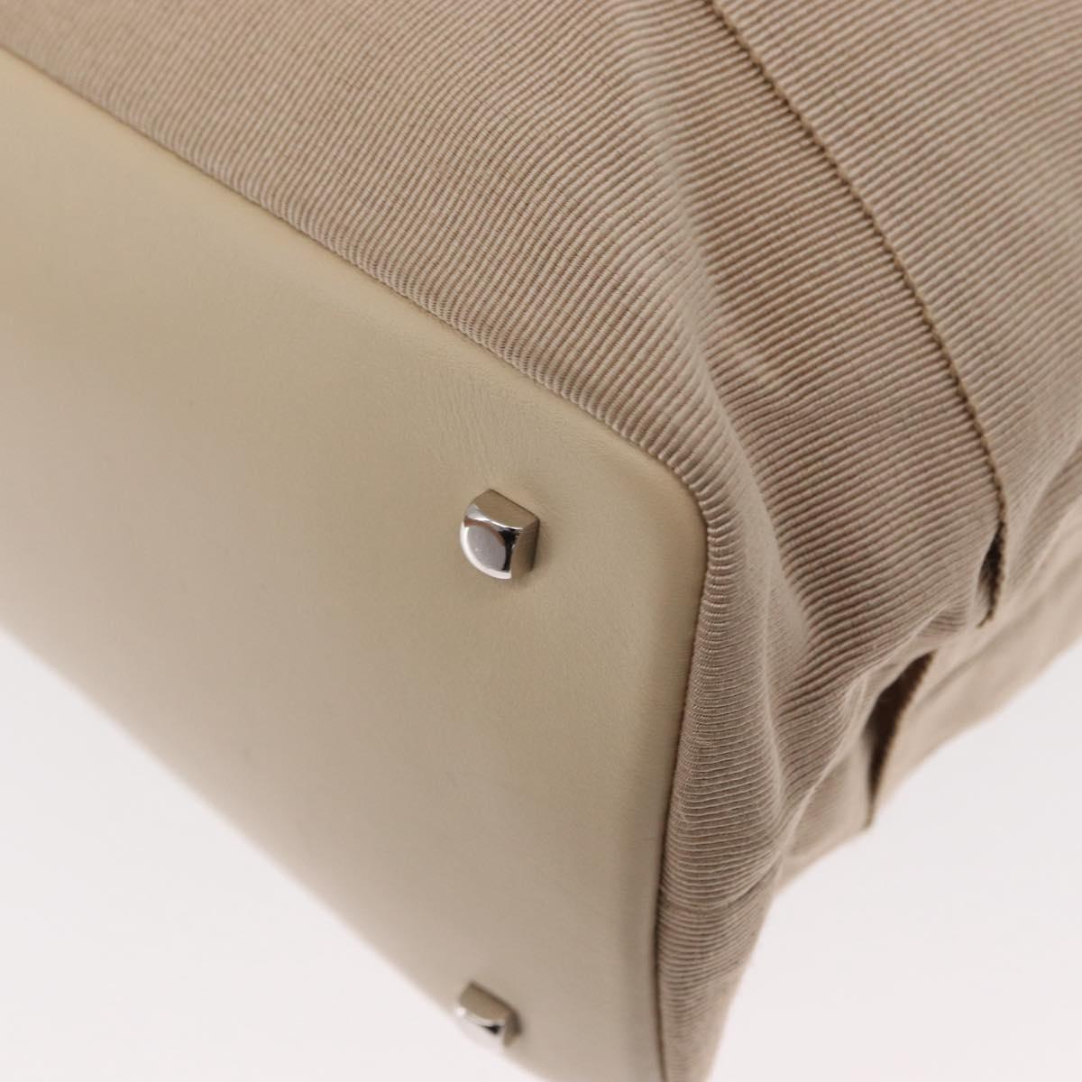 Salvatore Ferragamo Gancini Hand Bag Nylon Beige Silver Auth ep11986