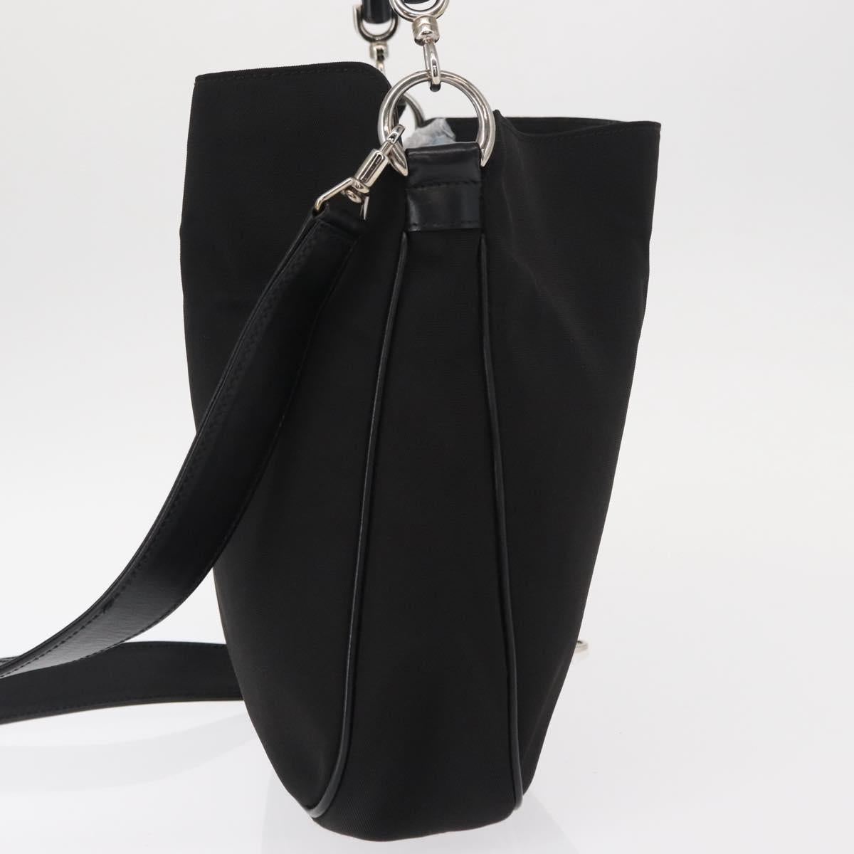 GUCCI Bamboo Shoulder Bag Nylon 2way Black Silver 001 1638 Auth ep11989