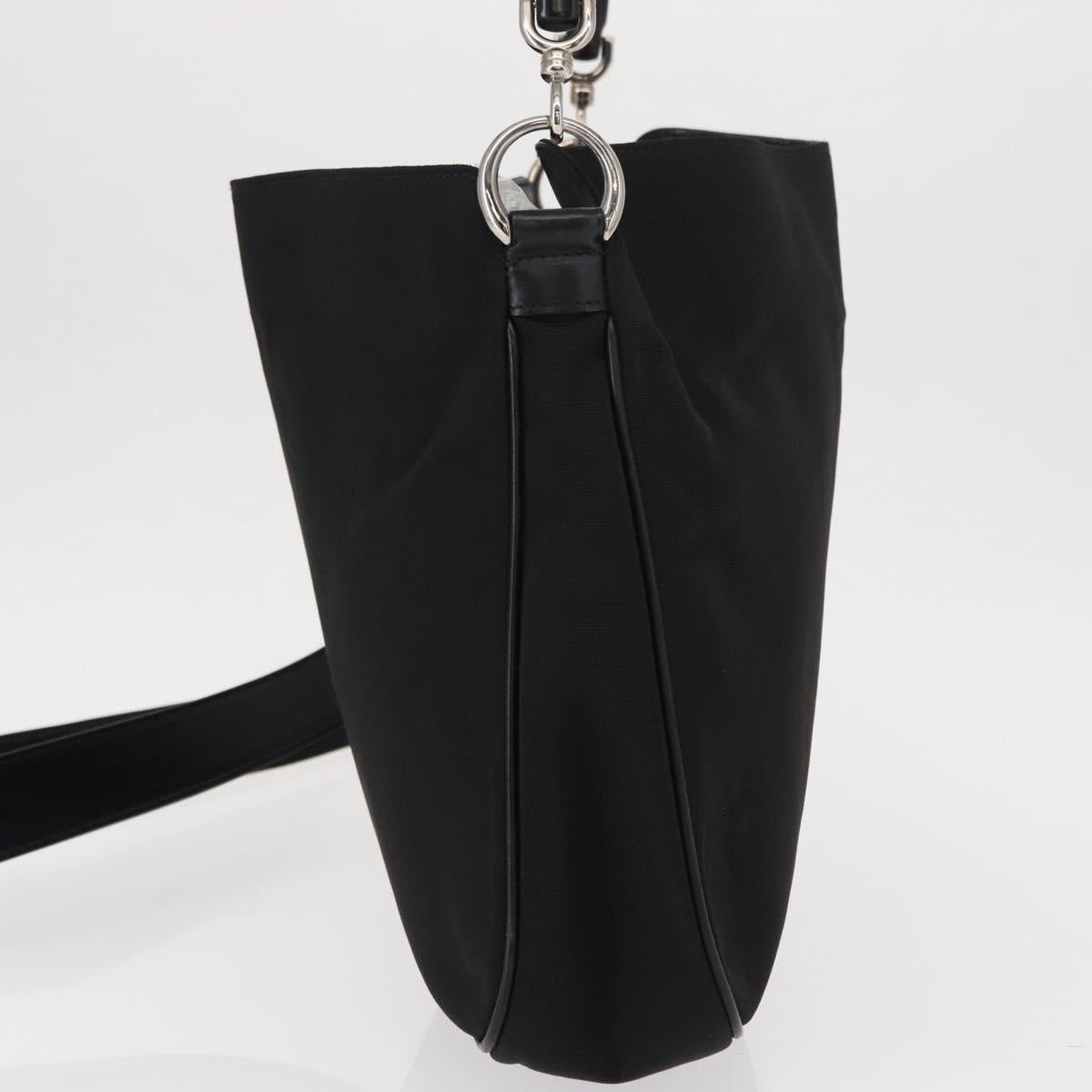 GUCCI Bamboo Shoulder Bag Nylon 2way Black Silver 001 1638 Auth ep11989