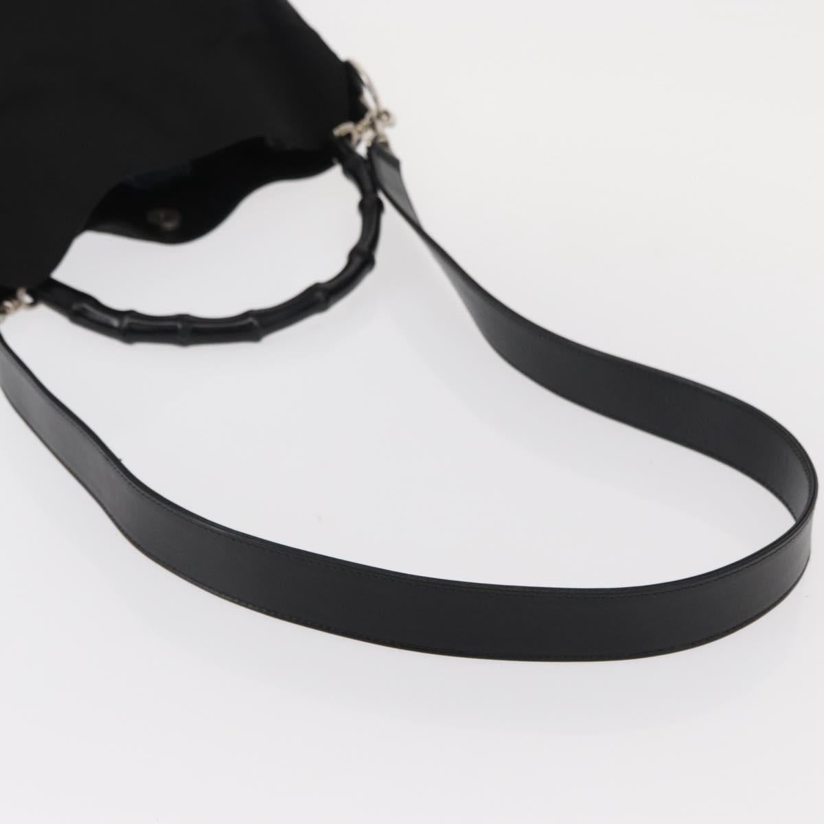 GUCCI Bamboo Shoulder Bag Nylon 2way Black Silver 001 1638 Auth ep11989