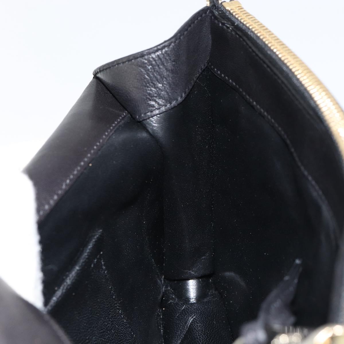 Chloe Shoulder Bag Leather Black Gold Auth ep11990