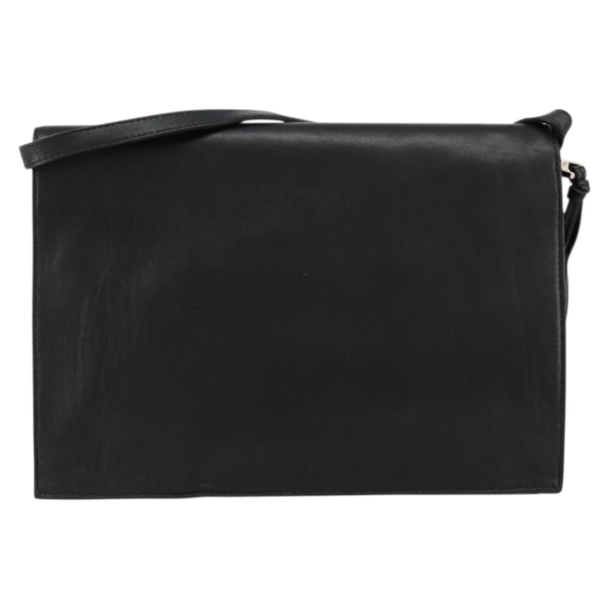 Chloe Shoulder Bag Leather Black Gold Auth ep11990