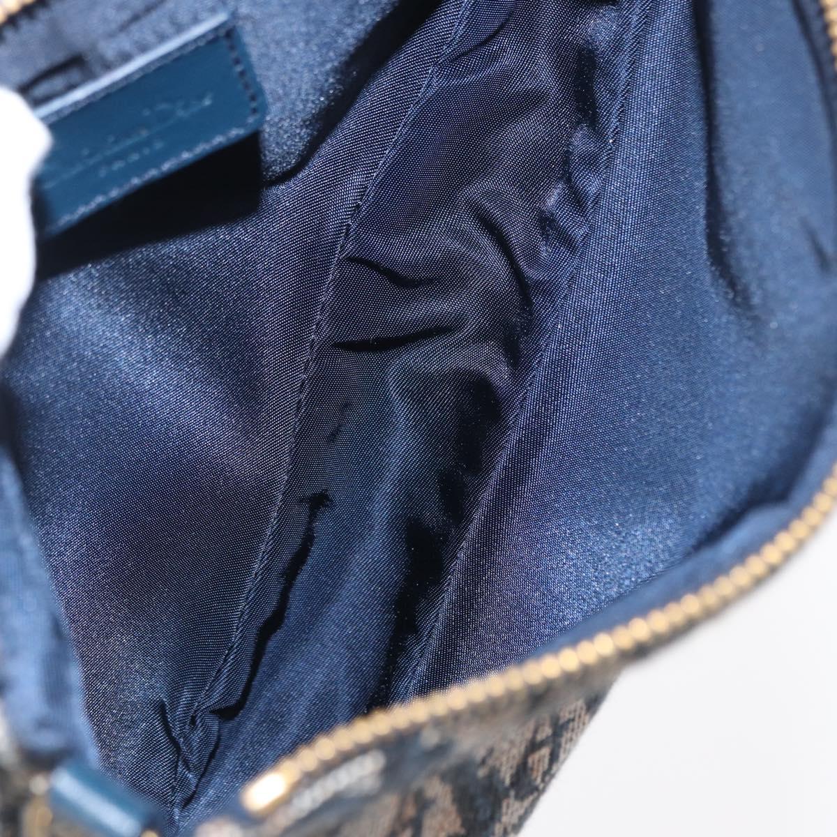 Christian Dior Trotter Canvas Saddle Pouch Navy Gold Auth ep11991