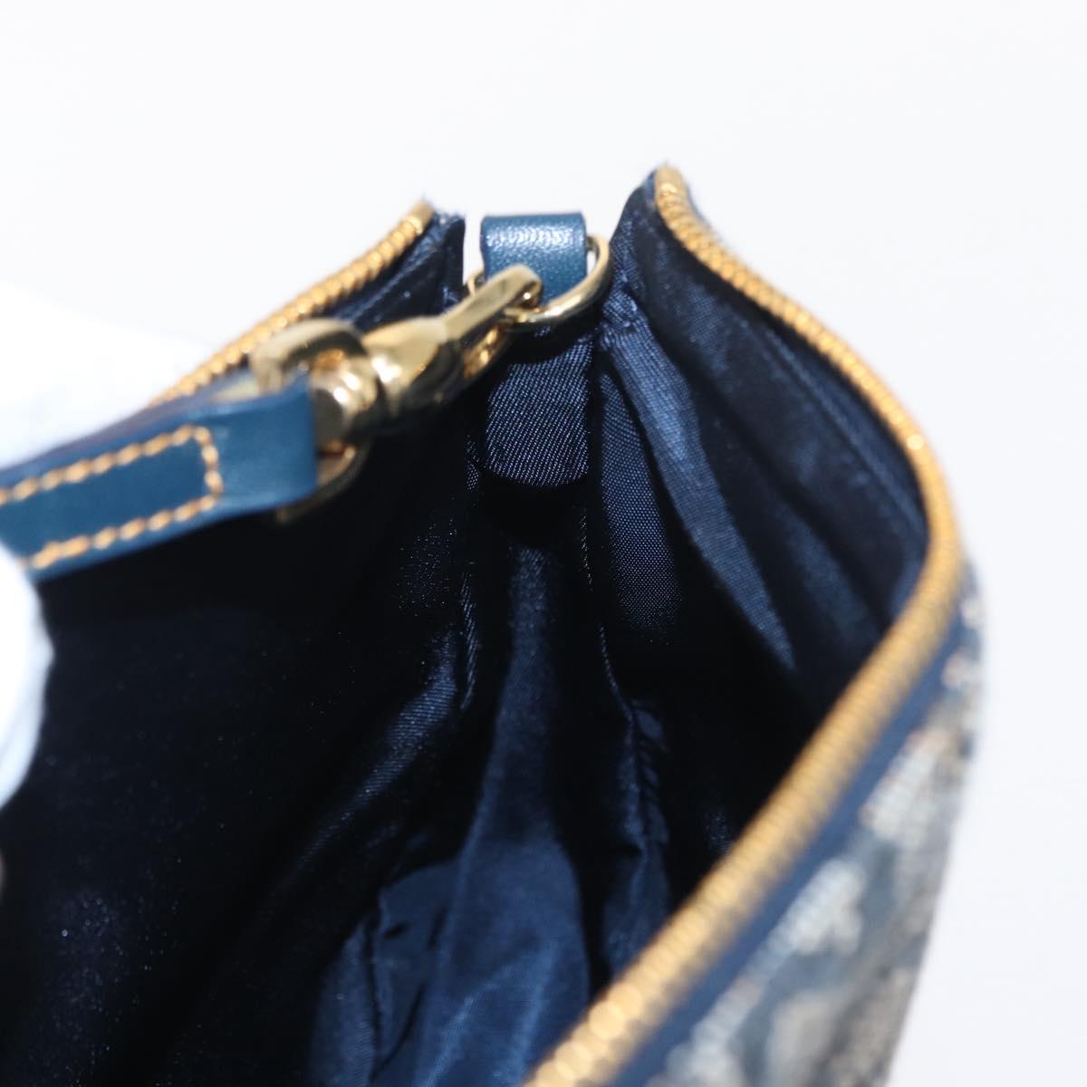 Christian Dior Trotter Canvas Saddle Pouch Navy Gold Auth ep11991