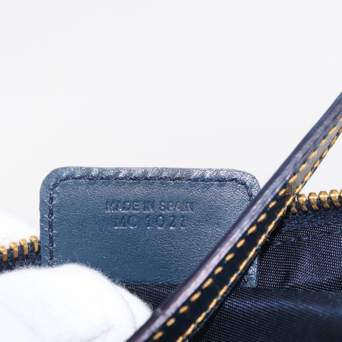 Christian Dior Trotter Canvas Saddle Pouch Navy Gold Auth ep11991