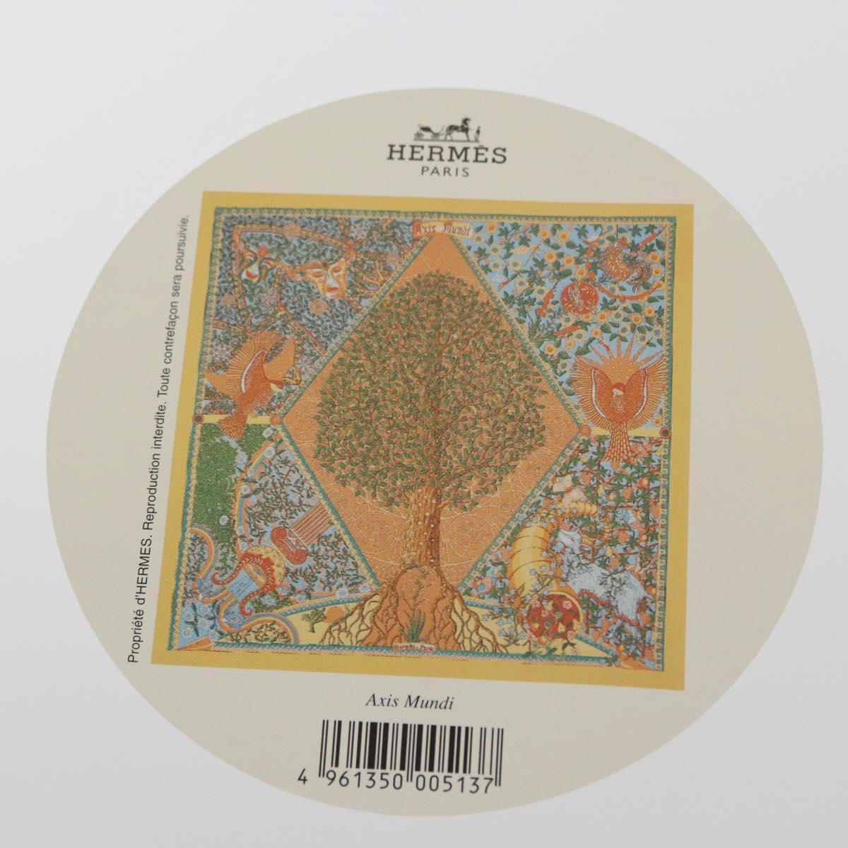 HERMES Pleated Carre 90 Scarf ""Axis Mundi"" Silk Orange Auth ep11993