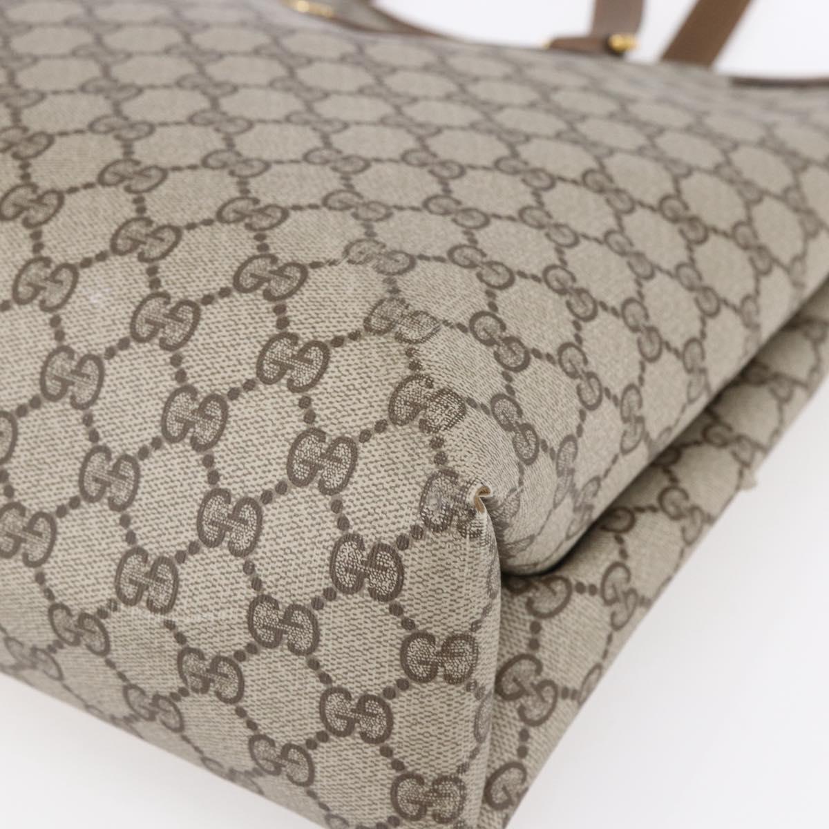 GUCCI GG Supreme Tote Bag PVC Beige Gold 39 02 061 Auth ep11995