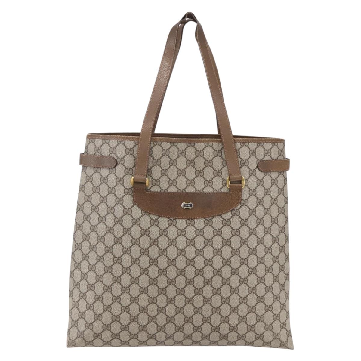 GUCCI GG Supreme Tote Bag PVC Beige Gold 39 02 061 Auth ep11995