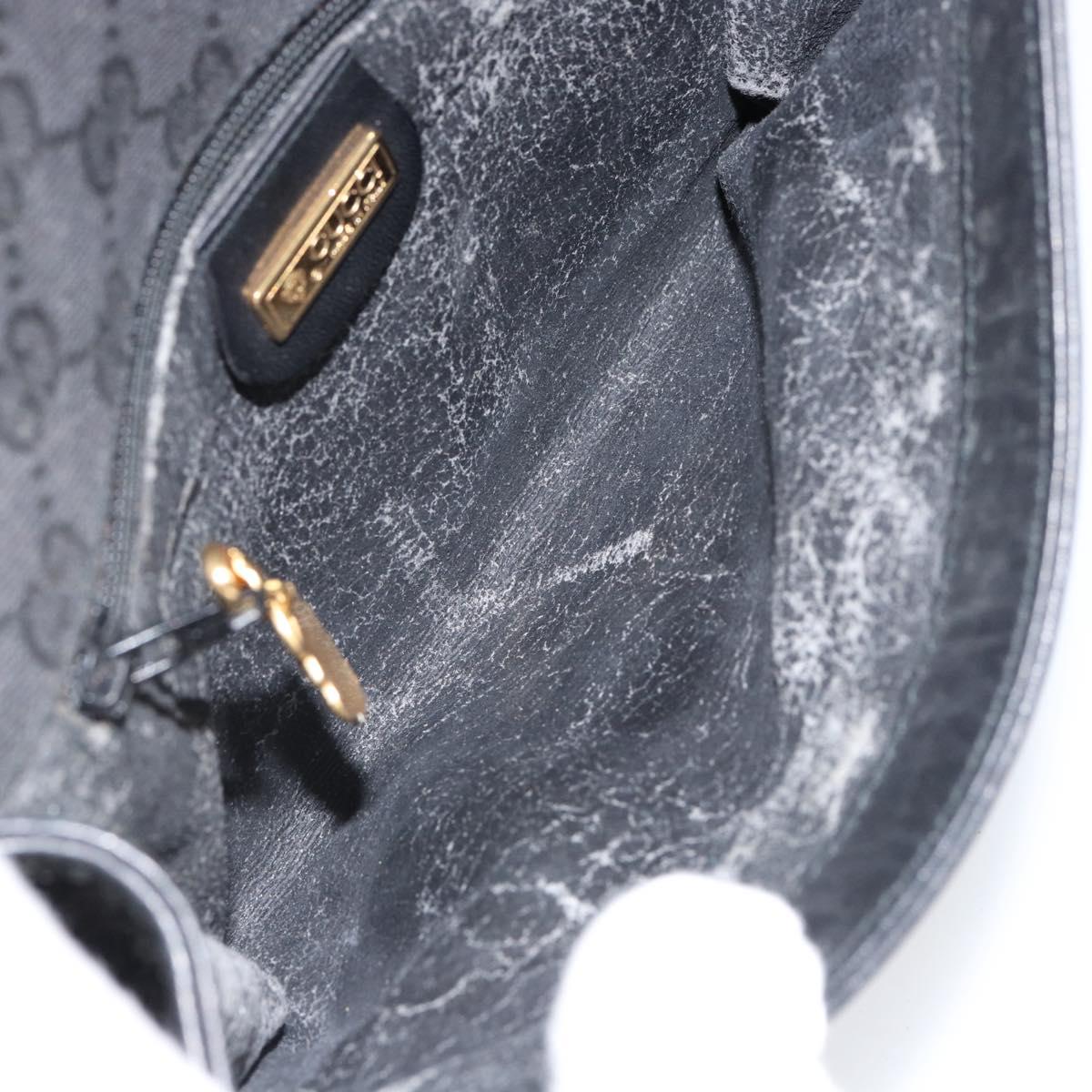 GUCCI GG Canvas Shoulder Bag Black Gold Auth ep11997