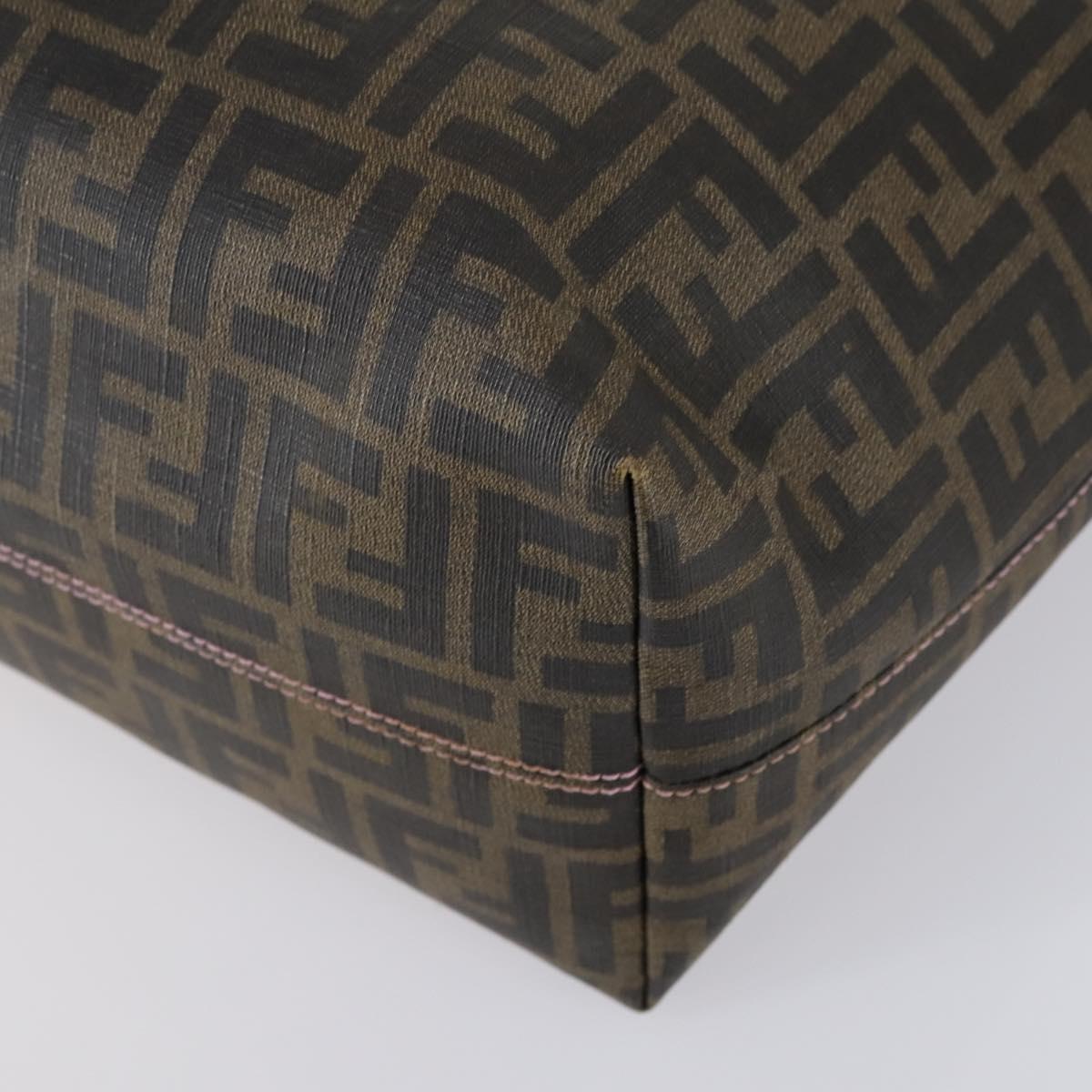 FENDI Zucca Canvas Tote Bag Black Brown Auth ep11998