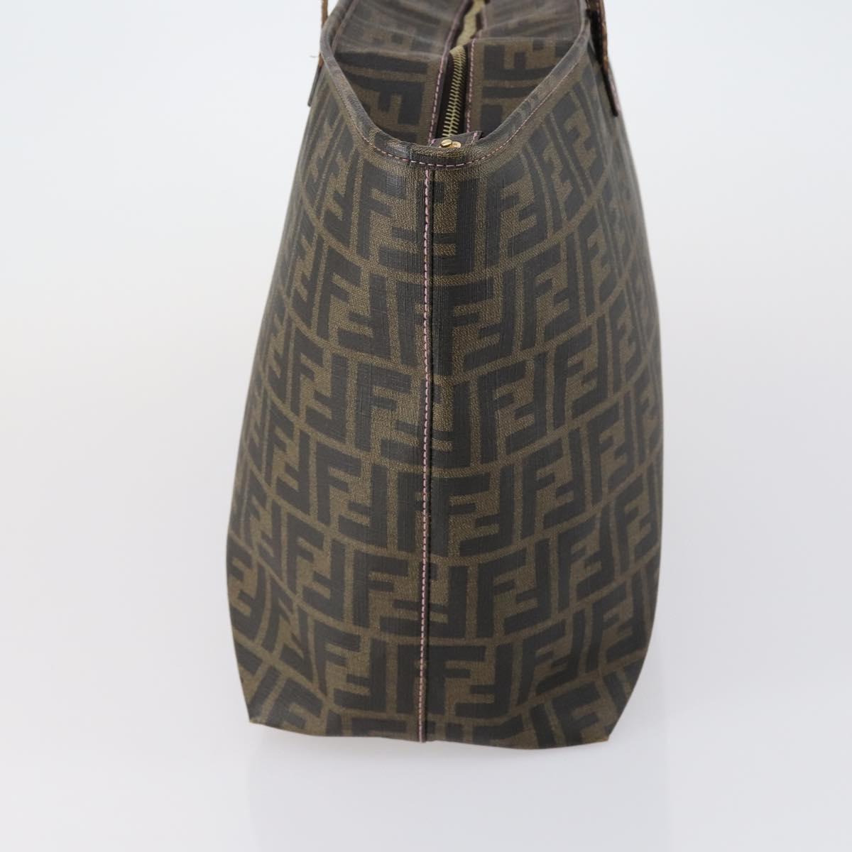 FENDI Zucca Canvas Tote Bag Black Brown Auth ep11998