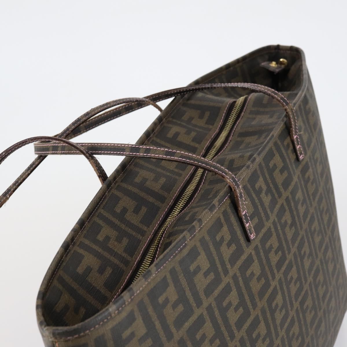 FENDI Zucca Canvas Tote Bag Black Brown Auth ep11998