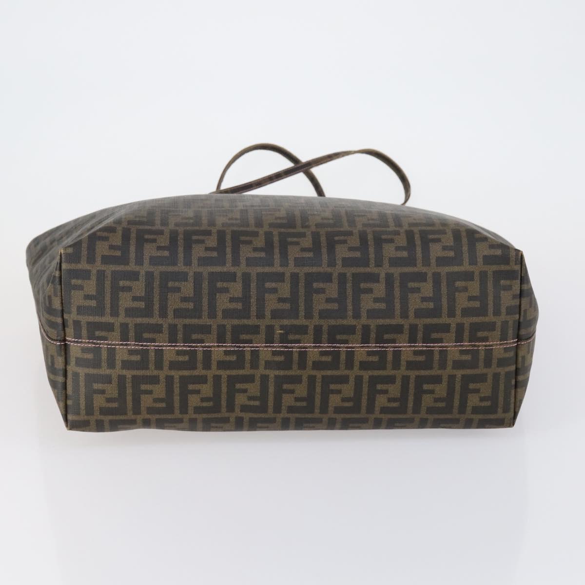 FENDI Zucca Canvas Tote Bag Black Brown Auth ep11998