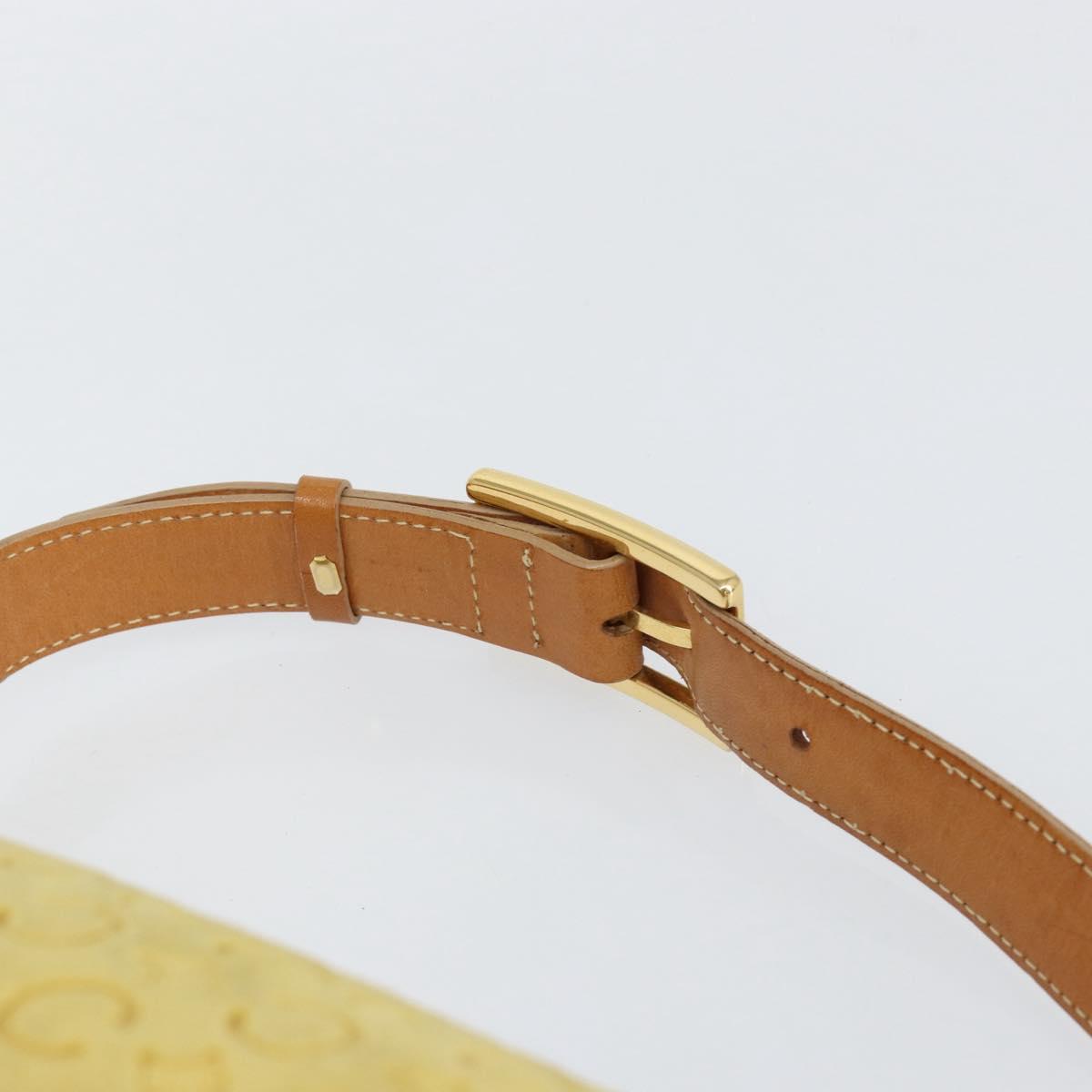 CELINE C Macadam Canvas Hand Bag Suede Yellow Gold Auth ep11999