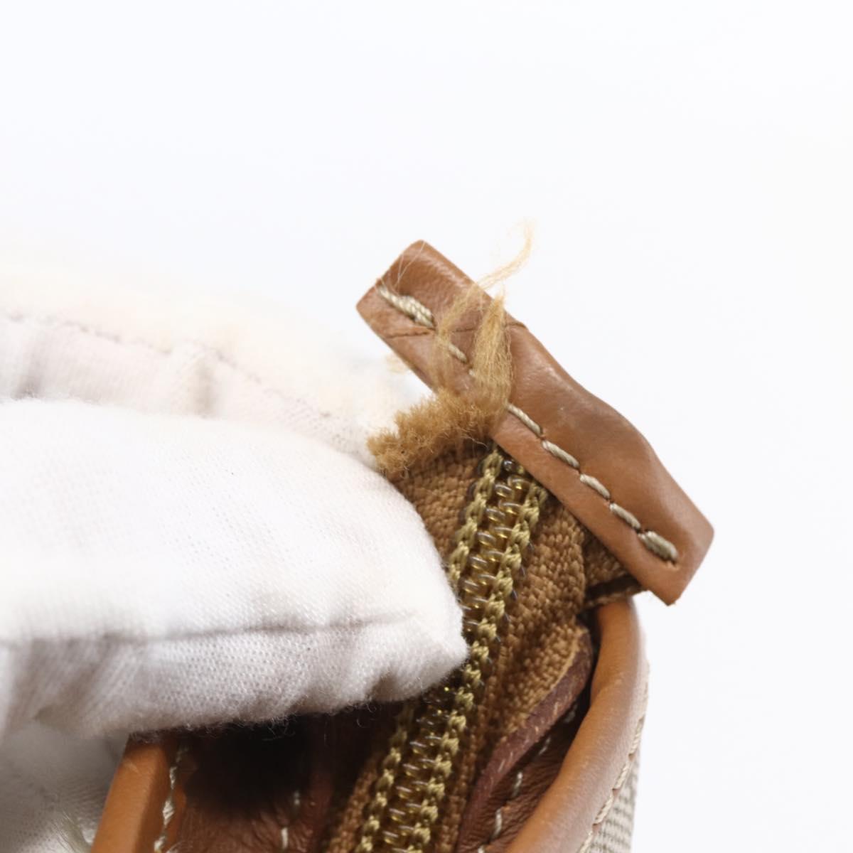 Christian Dior Honeycomb Canvas Tote Bag PVC Leather Beige Auth ep12001