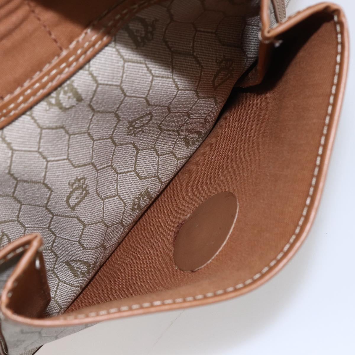 Christian Dior Honeycomb Canvas Tote Bag PVC Leather Beige Auth ep12001