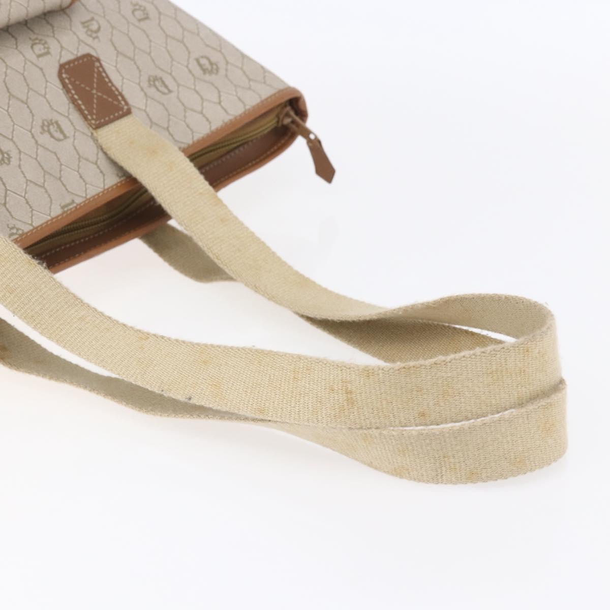Christian Dior Honeycomb Canvas Tote Bag PVC Leather Beige Auth ep12001