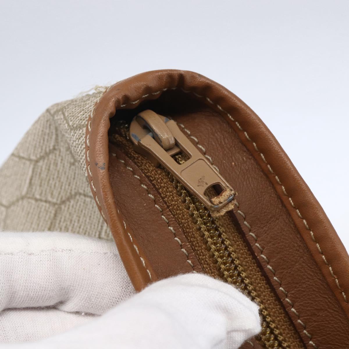 Christian Dior Honeycomb Canvas Tote Bag PVC Leather Beige Auth ep12002