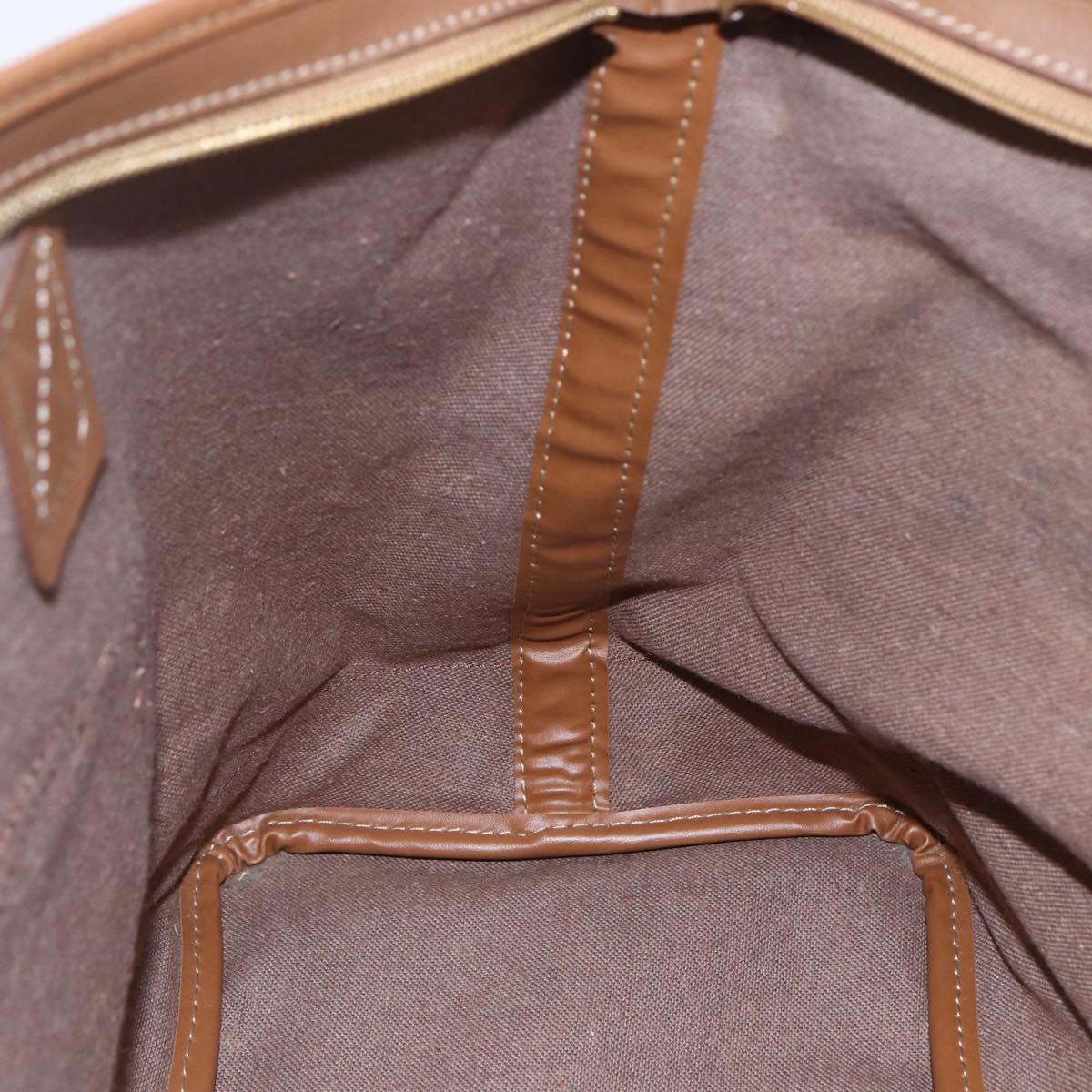 Christian Dior Honeycomb Canvas Tote Bag PVC Leather Beige Auth ep12002