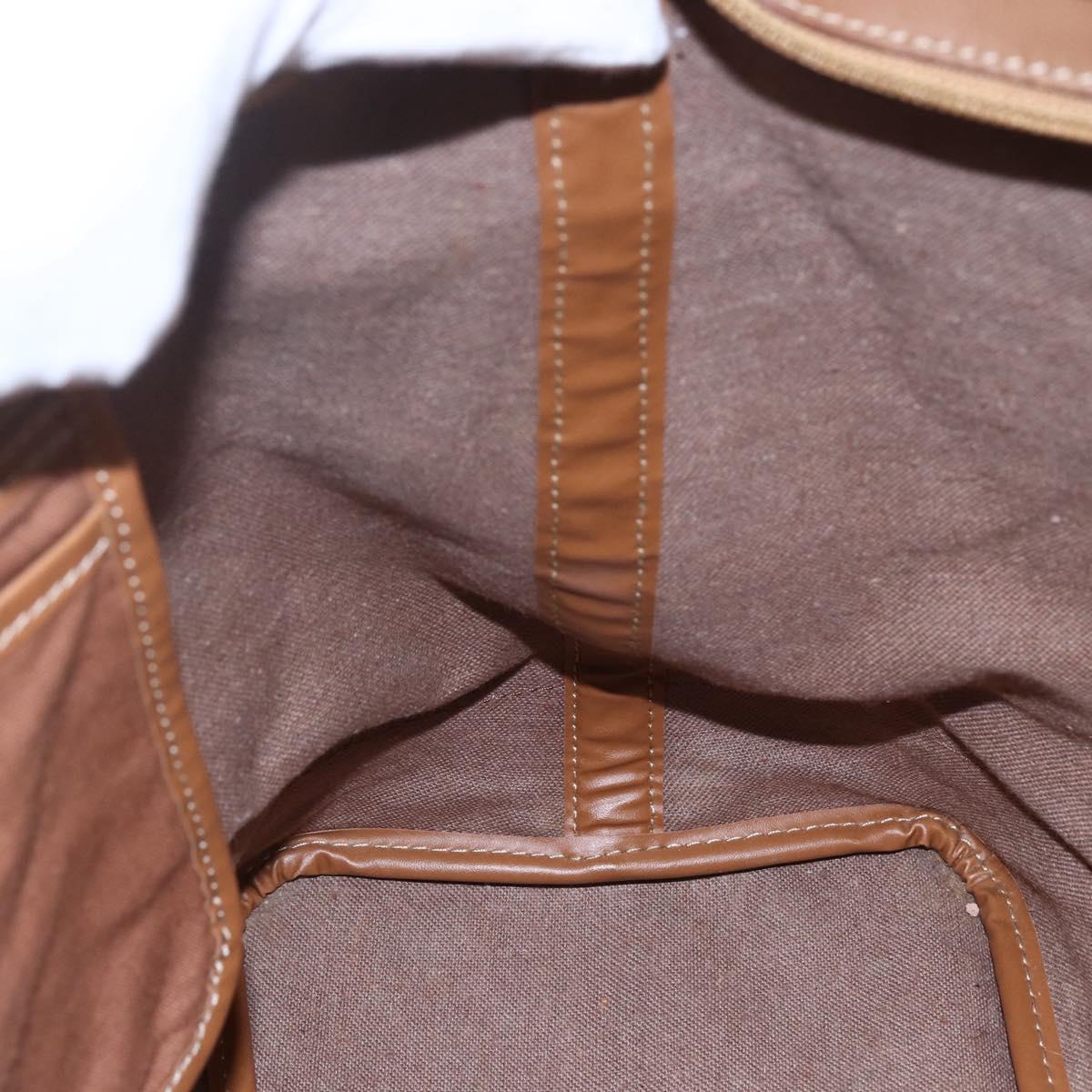 Christian Dior Honeycomb Canvas Tote Bag PVC Leather Beige Auth ep12002