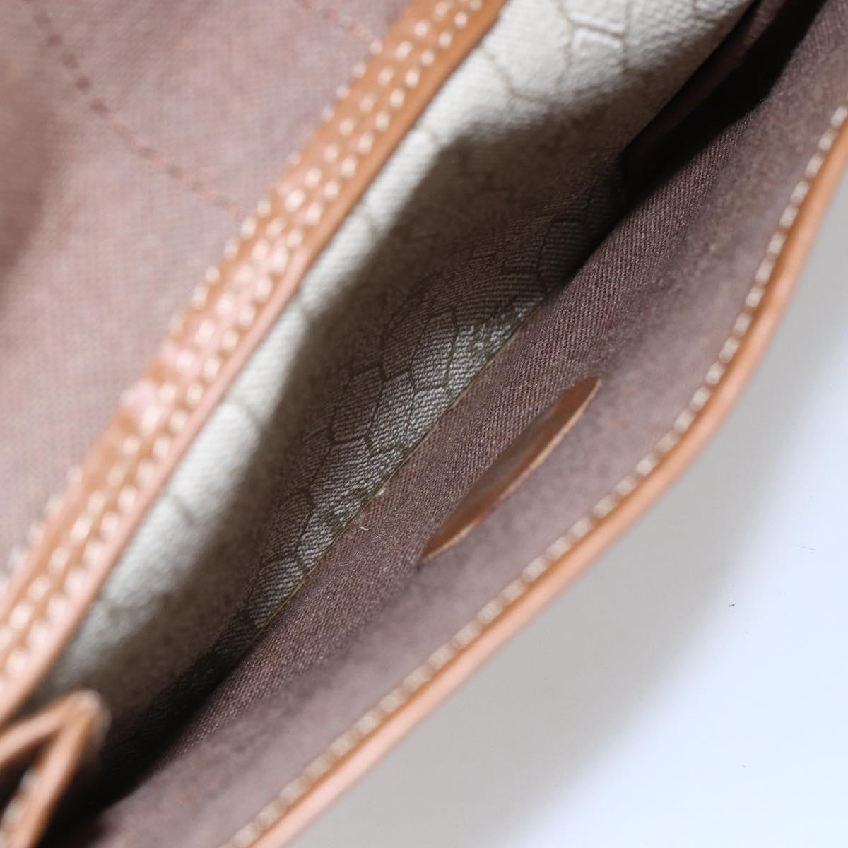 Christian Dior Honeycomb Canvas Tote Bag PVC Leather Beige Auth ep12002