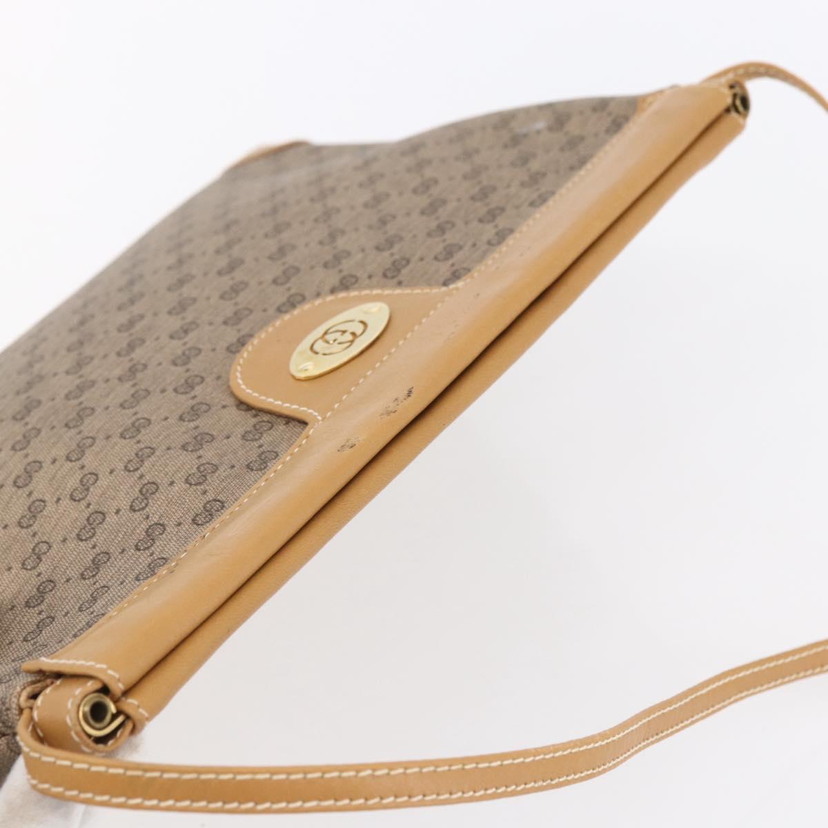GUCCI Micro GG Supreme Shoulder Bag PVC Beige Gold Auth ep12007