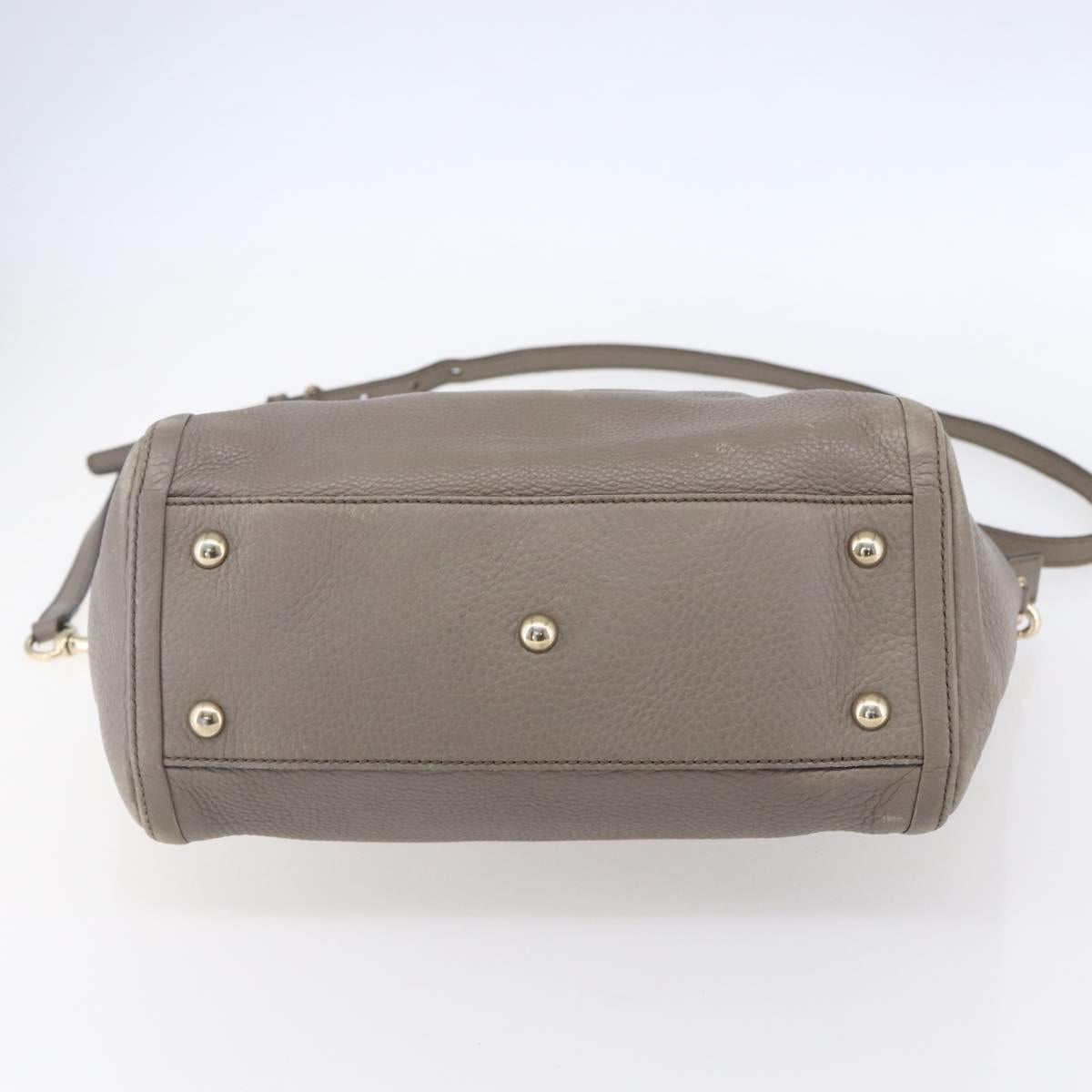 GUCCI Soho Hand Bag Leather 2way Gray Gold 369176 Auth ep12010