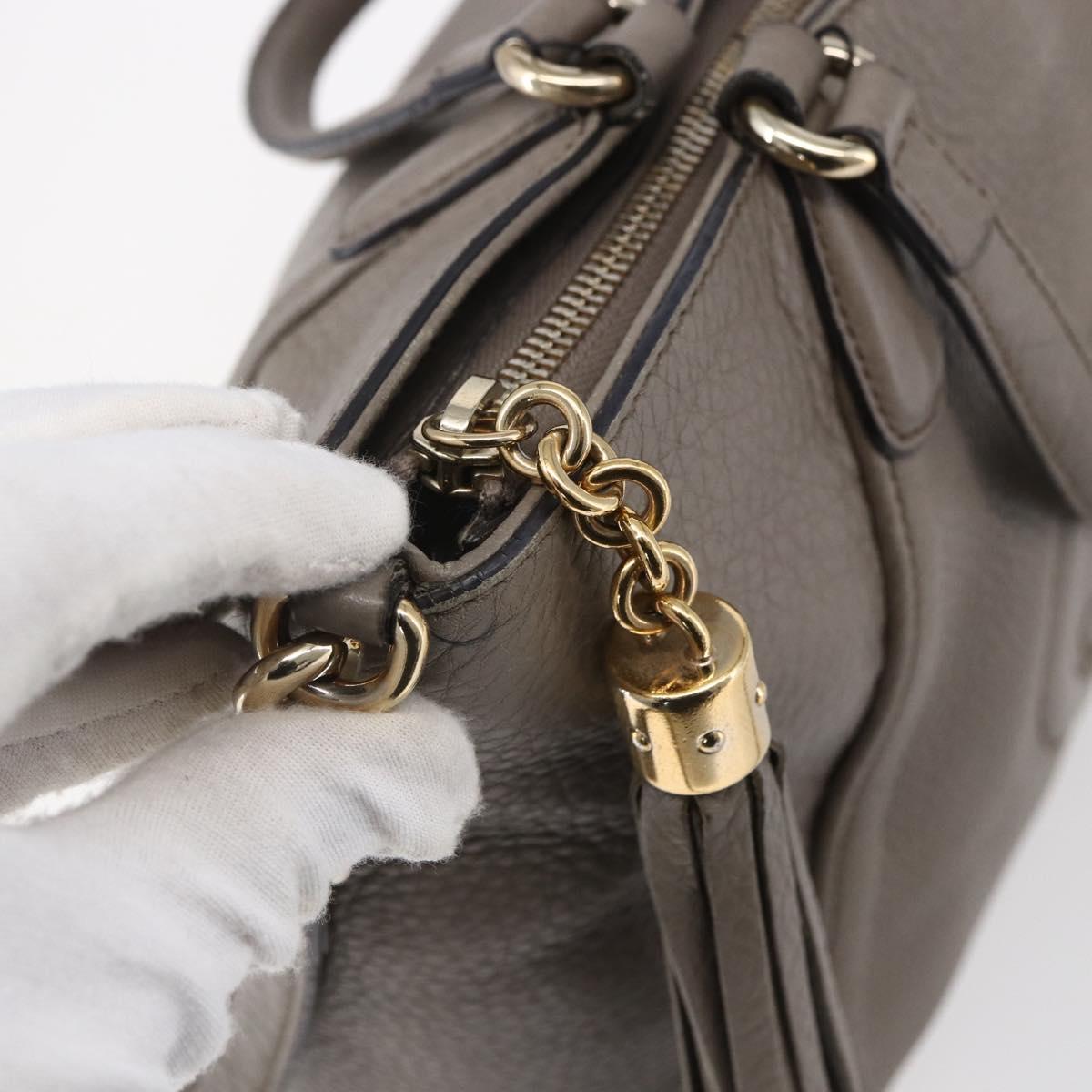 GUCCI Soho Hand Bag Leather 2way Gray Gold 369176 Auth ep12010