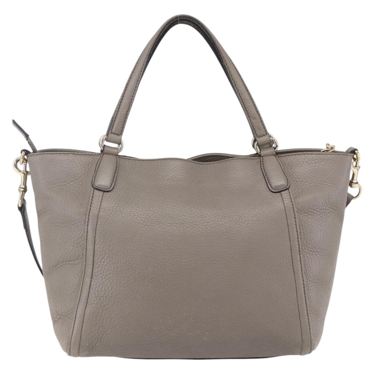GUCCI Soho Hand Bag Leather 2way Gray Gold 369176 Auth ep12010