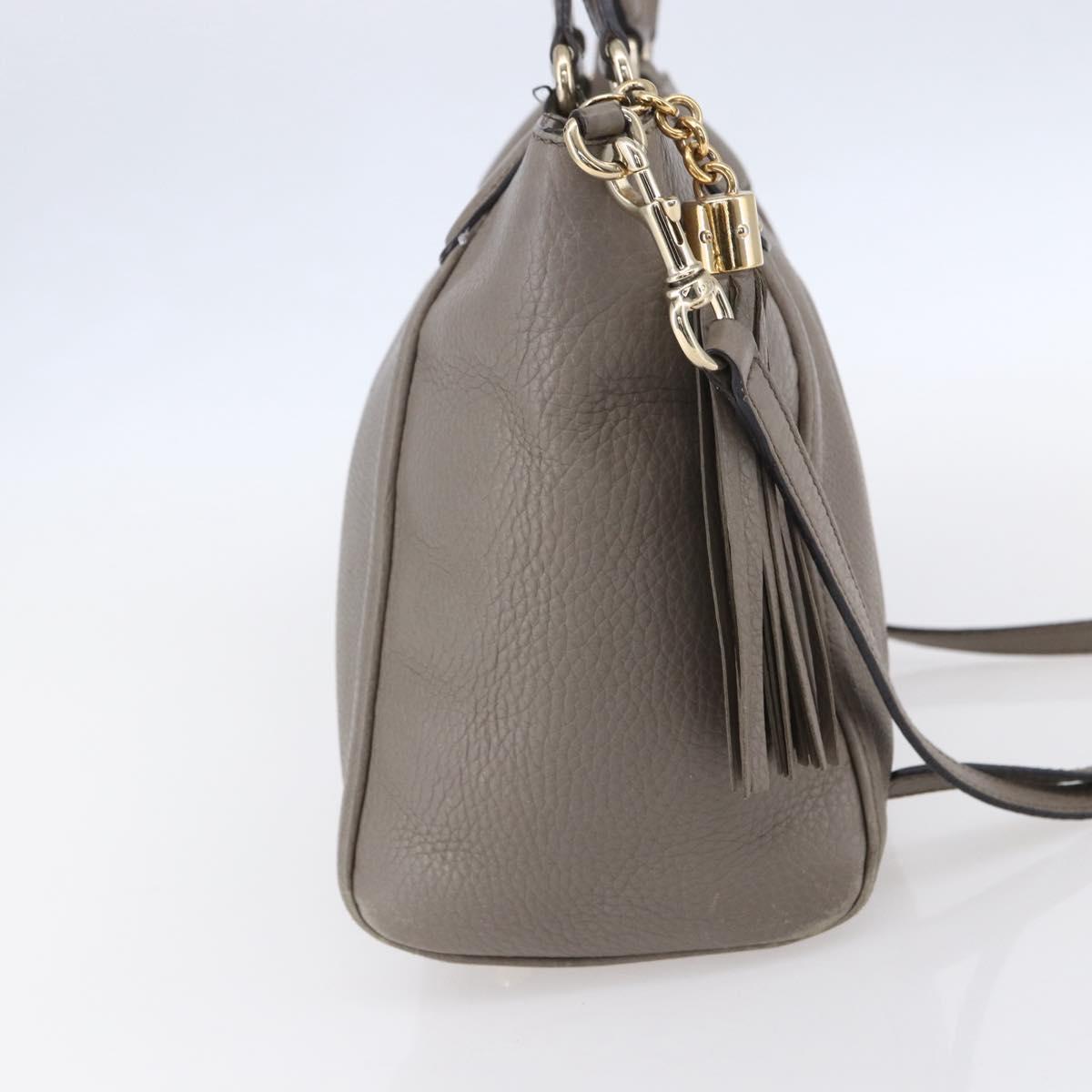 GUCCI Soho Hand Bag Leather 2way Gray Gold 369176 Auth ep12010