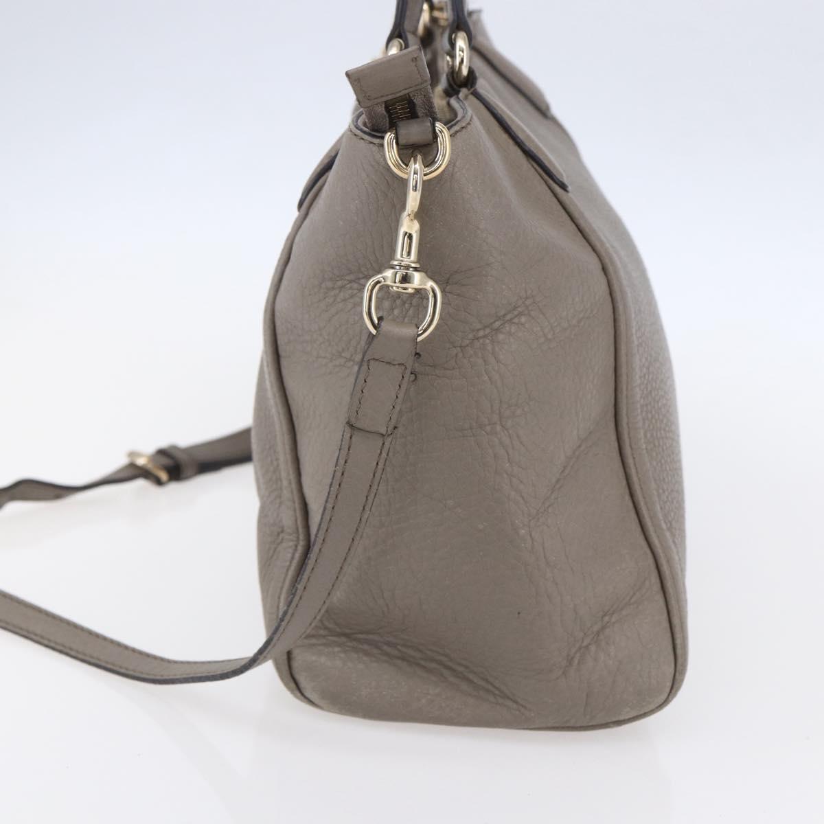 GUCCI Soho Hand Bag Leather 2way Gray Gold 369176 Auth ep12010