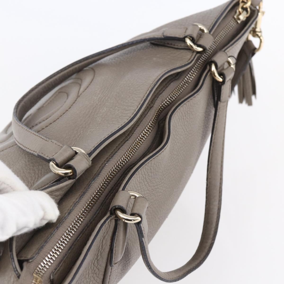 GUCCI Soho Hand Bag Leather 2way Gray Gold 369176 Auth ep12010